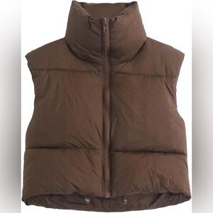 Brown Cropped Puffer Vest